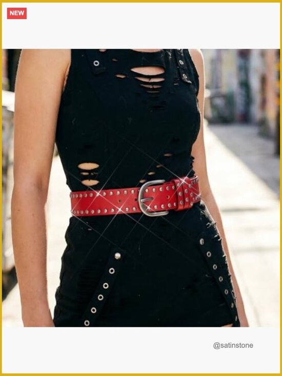 Rivet Leather Belt Vintage Wide Western Studded Waist Belt for Women main image 5
